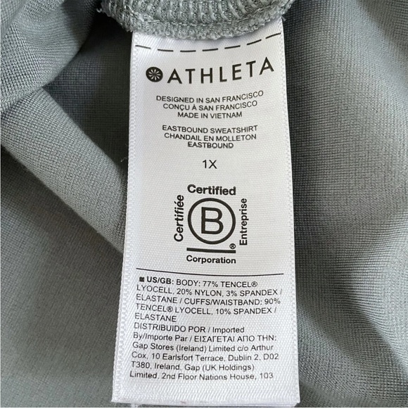 Athleta Eastbound Sweatshirt Woman's Sz 1X Minimalistic Grey / Muted Aqua - Picture 6 of 9